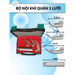 Bộ nội khí quản 3 lưỡi 9,5cm, 11cm, 13cm tay cầm 14cm