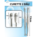 Curette 2 đầu 13cm, nạo ổ sắc 13cm (Đầu lớn D2cm R6.5mm) (Đầu nhỏ D1cm R5mm)