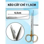 Kéo cắt chỉ 11,5cm, kéo y tế, kéo cắt mí mắt thân nhỏ lưỡi mỏng cong