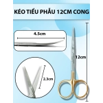 Kéo cắt da mí mắt 12cm cong , kéo cắt chỉ, kéo tiểu phẫu 12cm cong lưỡi mỏng nhọn