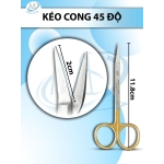 Kéo cong 45 độ,Dài 11.8cm, lưỡi D1.75cm