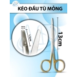 Kéo đầu tù mỏng 13cm Lưỡi kéo D1,5 R2mm vàng