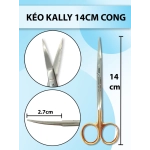 Kéo Kally 14cm cong, kéo 14cm cong, kéo y tế cong cắt bén không rít