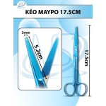 Kéo mayo 17.5cm, kéo cắt mô dày, đầu D5.2cm r3mm- XANH