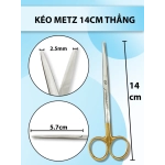 Kéo metz 14cm thẳng, kéo đầu to thân dày cắt khoẻ, kéo bóc tách gân cơ