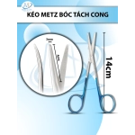 Kéo metz bóc tách 14cm cong TC cán xanh, đầu lưỡi dài 4cm, rộng 0,3mm