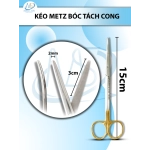 Kéo metz bóc tách 15cm cong TC lưỡi kéo 3cm rộng 2mm