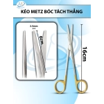 Kéo metz bóc tách 16cm thẳng TC, lưỡi 6cm