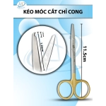 Kéo móc cắt chỉ 11.5cm D1.25cm cong 3.5mm