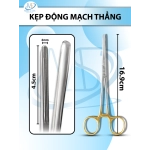 Kẹp động mạch 16.9cm thẳng, đầu D4.5cm R4mm