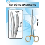 Kẹp động mạch cong 16.5cm, đầu D4.5cm R3.5mm
