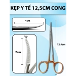 Kẹp kẹp y tế 12,5cm cong micro đầu nhỏ, pen y tế