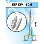 Kẹp kim 18cm cong, đầu D1.7cm R2mm cán vàng có tips TC không cắn chỉ tuột chỉ