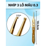 Nhíp 3 lỗ 10,5cm mấu 0.3 full vàng