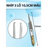 Nhíp 3 lỗ 10,5cm mấu, nhíp gắp chỉ, nhíp gắp mỡ mí mắt, nhíp bishop