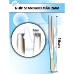 Nhíp standard Mấu, Nhíp phẫu tích Mấu 16cm đầu nhíp R2mm