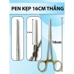 Pen kẹp 16cm thẳng, pen y tế, kẹp bông gạc