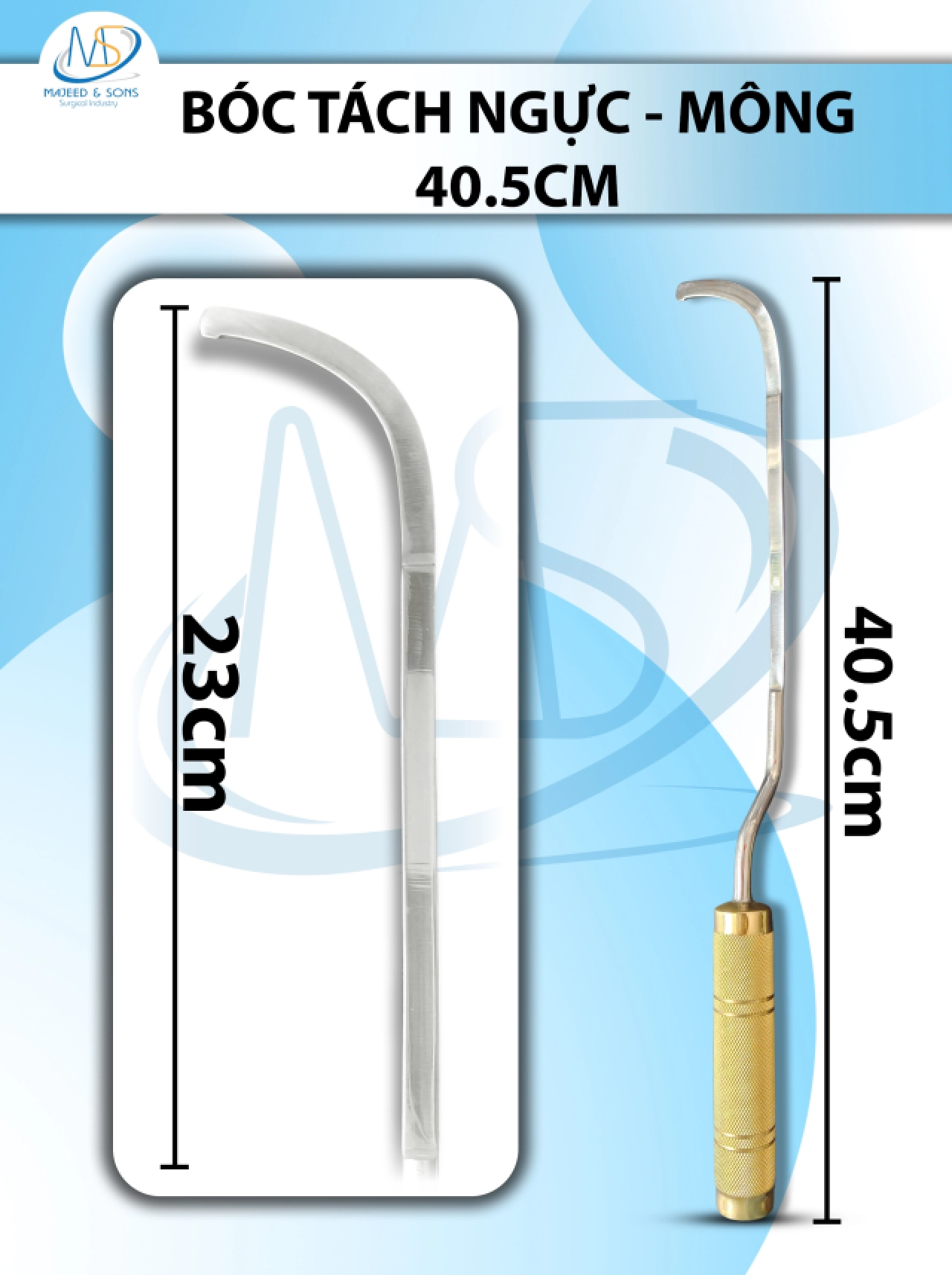 Bóc tách ngực mông Dài 40.5cm thân 23cm cách mặt phẳng 5cm