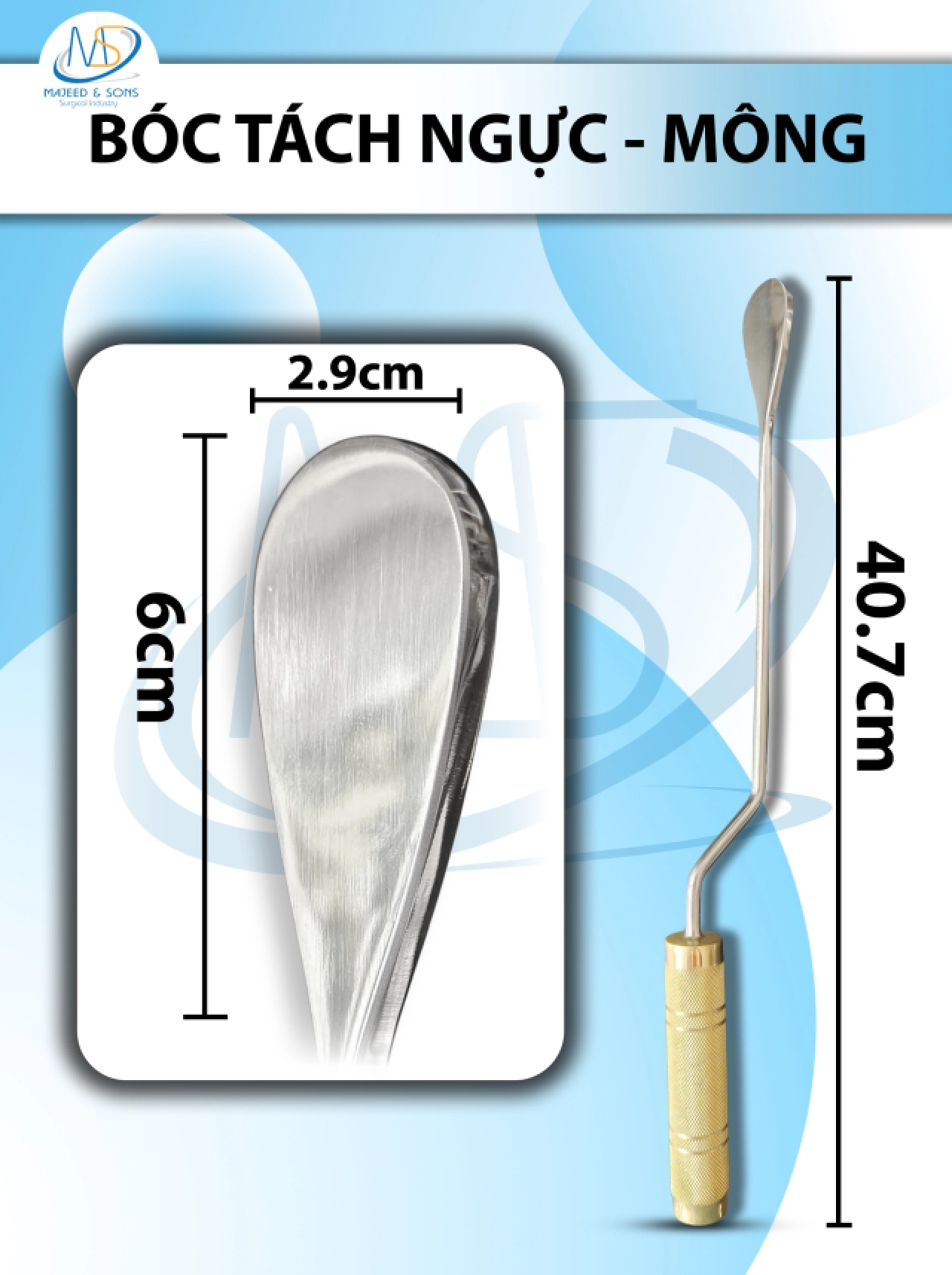 Bóc tách ngực mông Dài 40.7cm thân hạ 22.5cm đầu D6cm R2.9cm