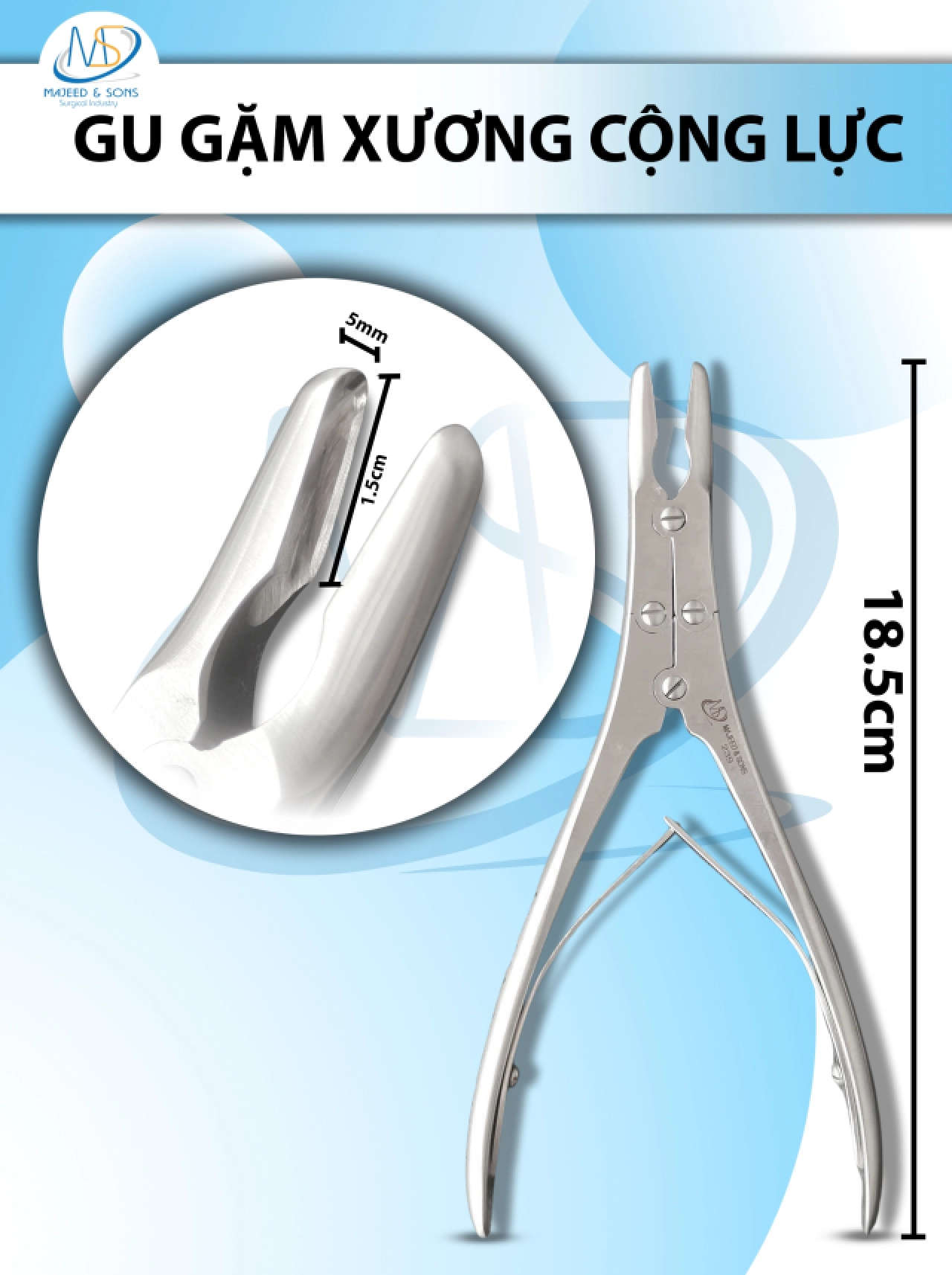 Gu gặm xương cộng lực cong Dài 18.5cm, đầu D1.5cm R5mm