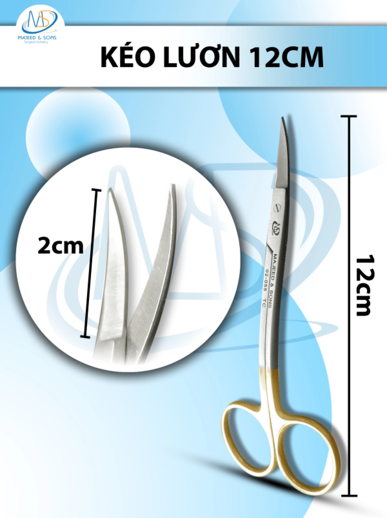 kéo lươn Dài 12cm, lưỡi D2.2cm