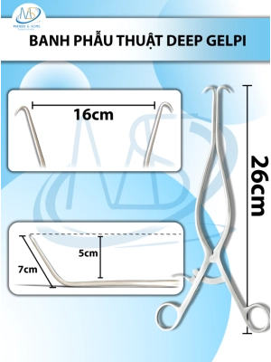Banh phẫu thuật Deep Gelpi dài 26cm cong 7cm độ cong cách mặt phẳng 5cm R-max 16cm