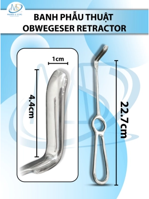 banh phẫu thuật Obwegeser Retractor, banh phẫu thuật hàm mặt 22.7cm NHỎ d4.4cm r1cm