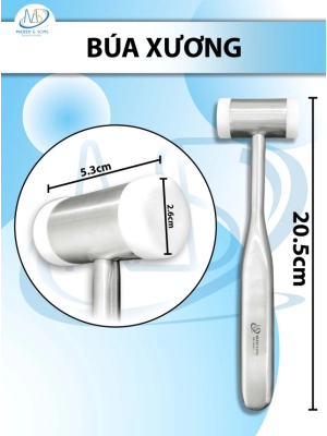 Búa Xương 20.5cm, đầu nhựa trắng D2.6cm r5.3cm nặng 241g