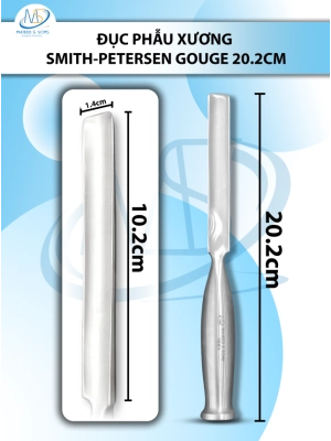 Đục phẫu thuật xương Smith-Petersen Gouge 20cm lòng máng cong,  đầu D10cm R1.4cm nặng 217g