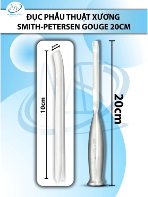 Đục phẫu thuật xương Smith-Petersen Gouge 20cm lòng máng cong,  đầu D10cm R8mm 217g