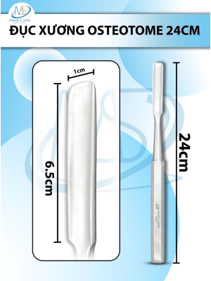 Đục xương (osteotome) 24cm lòng máng thẳng, đầu D6.5cm R1cm