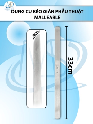 Dụng cụ kéo giãn phẫu thuật malleable (malleable retractor) Dài 33cm R2cm, làm từ thép không gỉ mềm dẻo có thể tái sử dụng