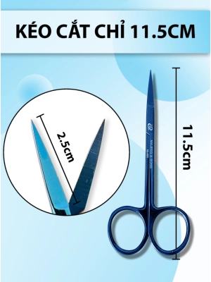 Kéo cắt chỉ 11,5cm, kéo y tế, kéo cắt mí mắt thân nhỏ lưỡi mỏng