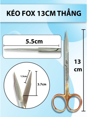 Kéo fox thẳng 13cm, kéo nha khoa kéo cắt bén cắt mượt