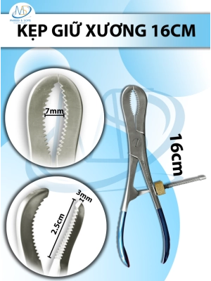kẹp giữ xương càng cua 16cm chất lượng cao. Khe 7mm D2.5cm R3mm