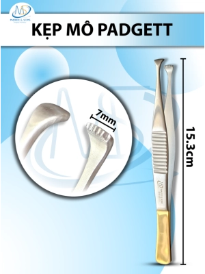 Kẹp mô Padgett Dài 15.3cm, đầu R7mm