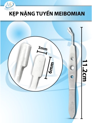 Kẹp nặn tuyến Meibomian 11.2cm, ĐẦU VUÔNG d6mm r3mm