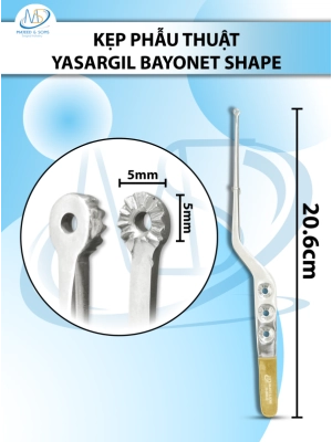 Kẹp phẫu thuật Yasargil bayonet shape 20.6cm DxR5mm