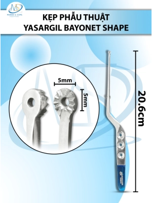 Kẹp phẫu thuật Yasargil bayonet shape 20.6cm DxR5mm XANH