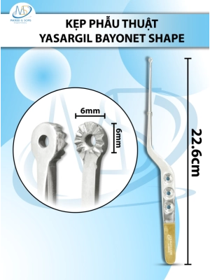 Kẹp phẫu thuật Yasargil bayonet shape 22.6cm VÀNG DxR6mm