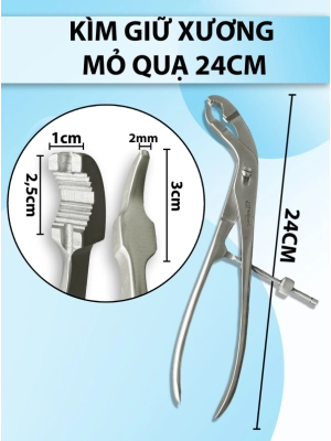 Kìm giữ xương mỏ quạ, kìm giữ xương Verbrugge 24cm Đầu to ngang 1x2,5cm  đầu nhỏ 2mmx3cm