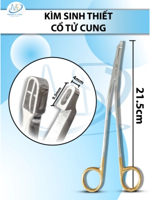 Kìm sinh thiết cổ tử cung cong Dài 21.5cm Hàm cắt 1cmx4mm