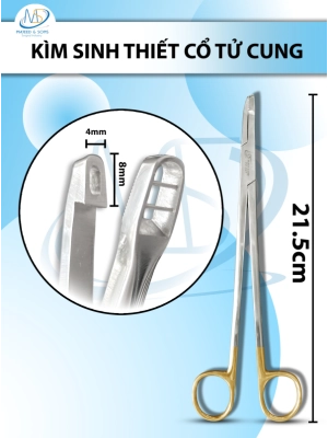 Kìm sinh thiết cổ tử cung Dài 21.5cm thẳng, hàm cắt 8x4mm