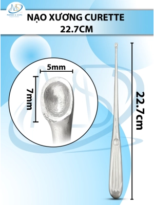 Nạo xương curette Dài 22.7cm nhỏ(D7mm R5mm)