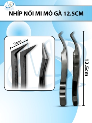Nhíp nối mi mỏ gà, nhíp thông minh 12.5cm D0.9cm ĐEN