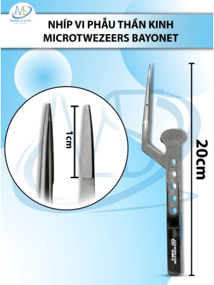 Nhíp vi phẫu thần kinh Microtwezeers Bayonet 18.3cm ĐEN D1cm