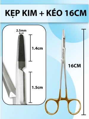 Pen kẹp kim và kéo 16cm, kẹp kim kéo chất lượng cao