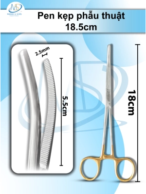 Pen kẹp phẫu thuật 18.5cm, đầu D5.2cm R3mm