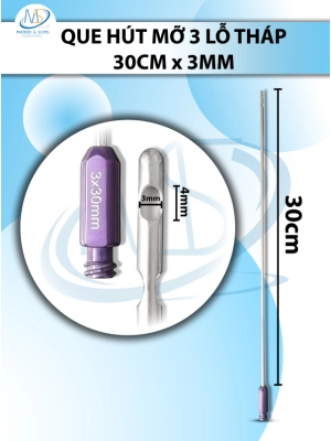 Que hút mỡ 30cm x 3mm 3 lỗ tháp D4 R3