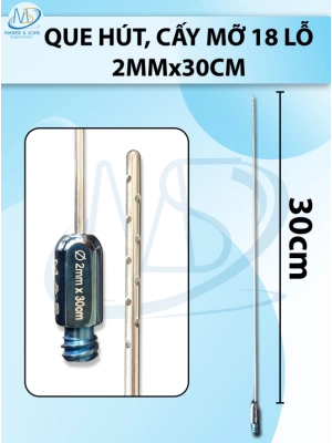 Que hút mỡ cấy 18 lỗ, que hút lỗ sắc bén cắt mỡ tốt 2mmx30cm